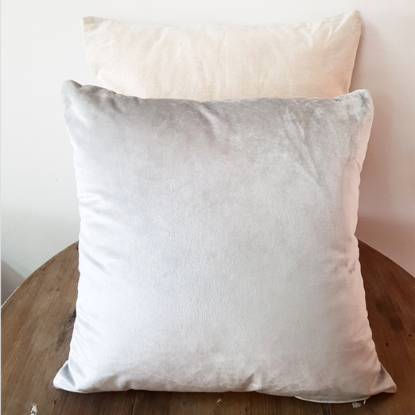 Velvet Linen Two Texture Scatter Pillow - Silver/Grey
